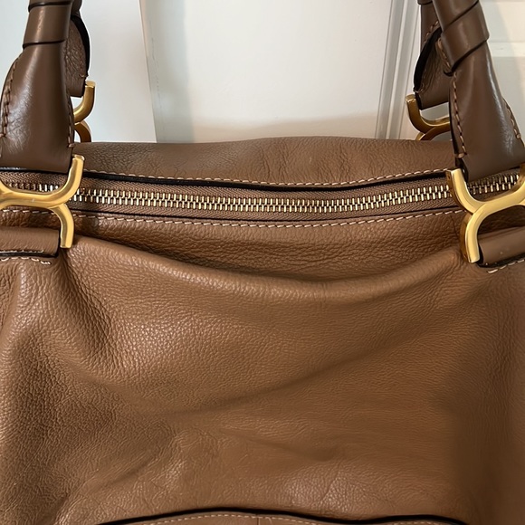 Chloe Marcie Medium Zip Leather Satchel Bag in Brown - Picture 8 of 12